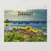 パラグアイの花とボート ポストカード (正面)