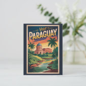 パラグアイの風景イラスト旅行アートビンテージ ポストカード (スタンド正面)