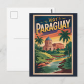 パラグアイの風景イラスト旅行アートビンテージ ポストカード (正面/裏面)