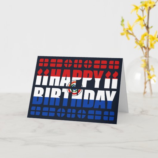 パラグアイフラグ誕生日カード カード (黄色い花)