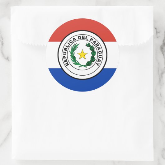 パラグアイ国旗とシール、パラグアイ国旗 ラウンドシール (バッグ)