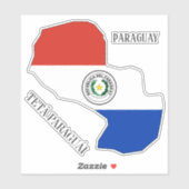 パラグアイ国旗の地図のアウトライン シール (シート)