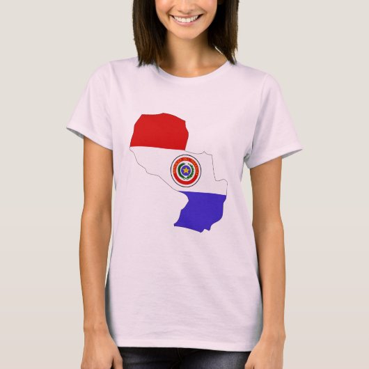 パラグアイ国旗の地図 Tシャツ (正面)