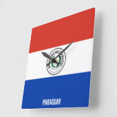パラグアイ国旗愛国  スクエア壁時計 (傾斜)
