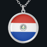パラグアイ国旗 シルバープレートネックレス<br><div class="desc">パラグアイの愛国国旗。</div>