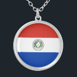 パラグアイ国旗 シルバープレートネックレス<br><div class="desc">パラグアイの愛国国旗。</div>
