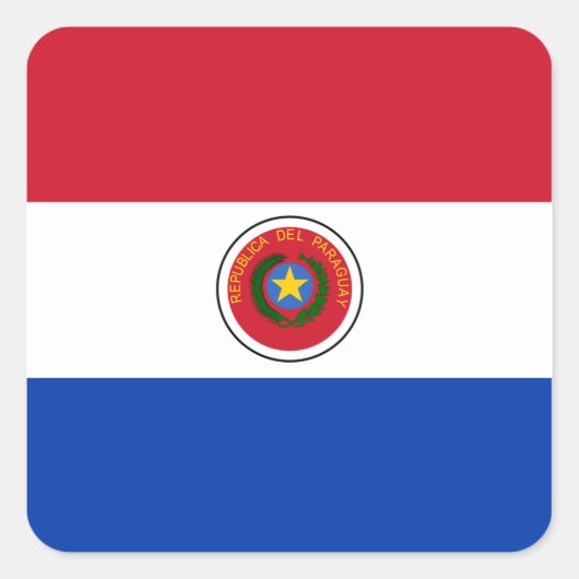 パラグアイ国旗 スクエアシール (正面)