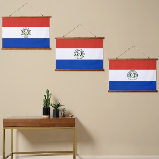 パラグアイ国旗 吊り下げ型タペストリー (非対称)