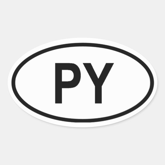パラグアイ「PY」 楕円形シール (正面)