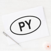 パラグアイ「PY」 楕円形シール (封筒)