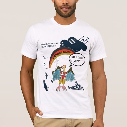 パラグライダーのハゲタカの漫画 Tシャツ (正面)