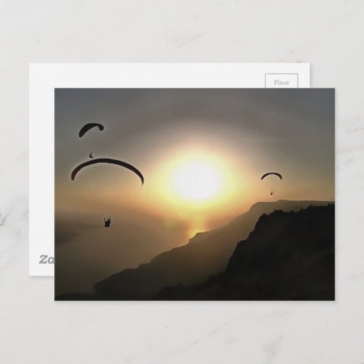 パラグライダー飛んでいるワンダーラストエクストリームスポーツアート ポストカード (正面/裏面)