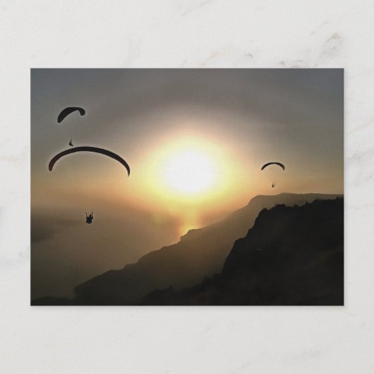 パラグライダー飛んでいるワンダーラストエクストリームスポーツアート ポストカード (正面)