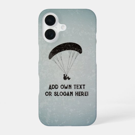パラグライダーCanopyの下に浮かぶスローガン/文字 iPhone 16ケース (裏面)