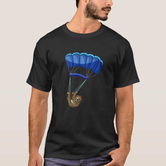 パラグライディング スカイダイビング ナマケモノ 飛ぶ Tシャツ (正面)
