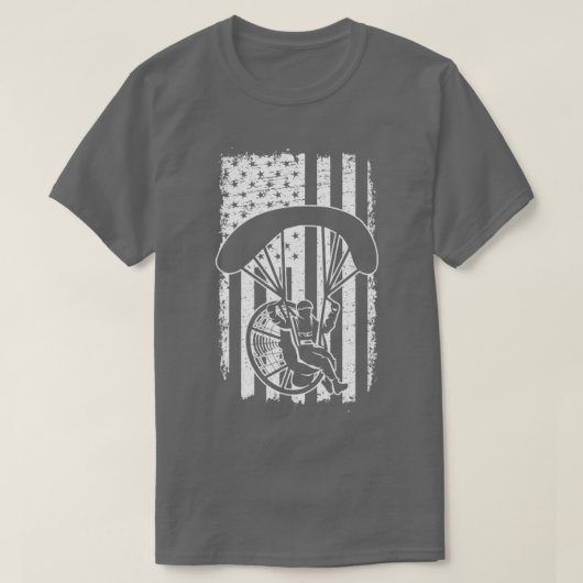 パラグライド・スカイダイブアメリカ国旗の愛国的なパラメータ Tシャツ (デザイン正面)