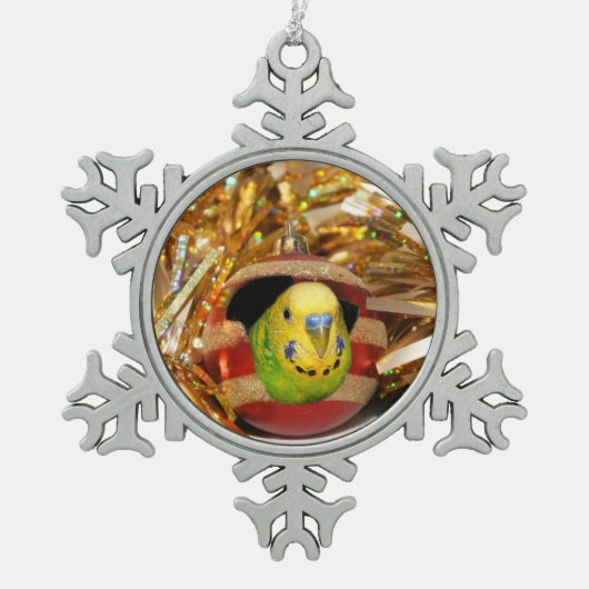 パラケートクリスマス スノーフレークピューターオーナメント (正面)