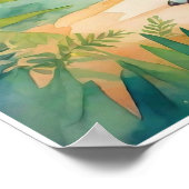 パラサウルソフス水彩恐竜ナーゼアート ポスター (角)