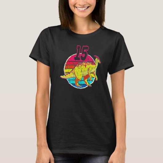 パラサウロロフスでお揃い!15歳の誕生日お祝い Tシャツ (正面)