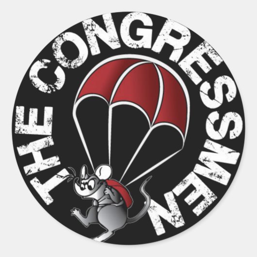 「パラシュートマウス」ステッカー ラウンドシール (正面)