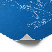 パラシュート特許 – 青写真 ポスター (角)