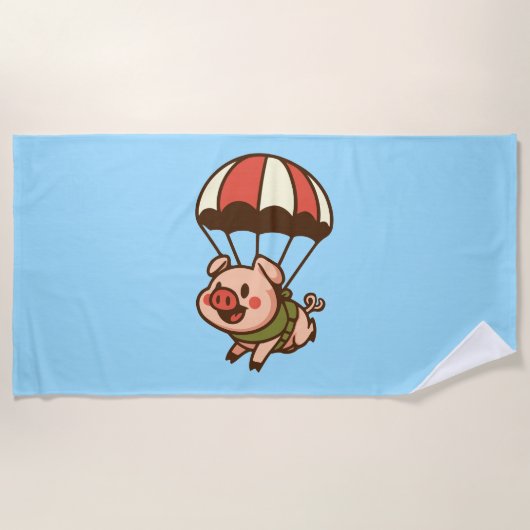 パラシュート豚 ビーチタオル (正面)
