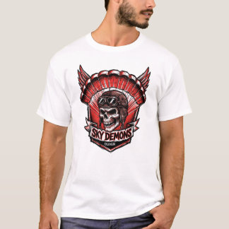 パラシュート スカル ウィングス スカイデーモンズ モーターサイクルクラブ Tシャツ