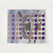 パラシュート、紫のハートと空中の翼 タペストリー (正面(横))