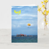 パラセーリングワヒクリビーチパーク，こんにちは カード (黄色い花)