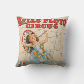 パラソルとタイトロープウォーカーサーカスポスター クッション (裏面)