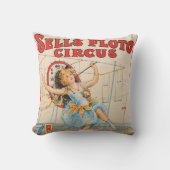 パラソルとタイトロープウォーカーサーカスポスター クッション (正面)