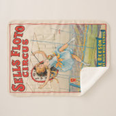 パラソルとタイトロープウォーカーサーカスポスター シェルパブランケット (正面(横))