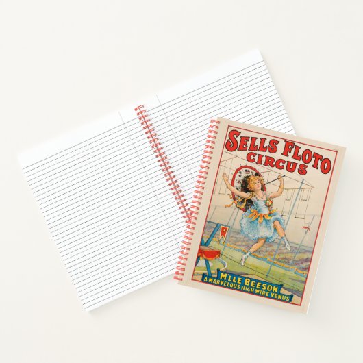パラソルとタイトロープウォーカーサーカスポスター ノートブック (内部)