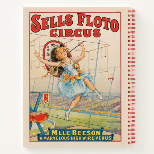 パラソルとタイトロープウォーカーサーカスポスター ノートブック (裏面)