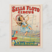 パラソルとタイトロープウォーカーサーカスポスター ポストカード (正面)