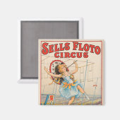 パラソルとタイトロープウォーカーサーカスポスター マグネット (正面/裏面)