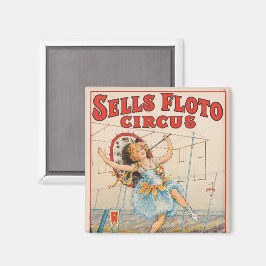 パラソルとタイトロープウォーカーサーカスポスター マグネット (正面/裏面)