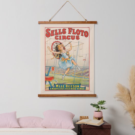 パラソルとタイトロープウォーカーサーカスポスター 吊り下げ型タペストリー (寝室)