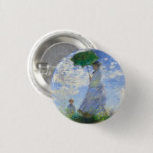 パラソルとマダム・モネとその息子を持つ女性 缶バッジ (正面&裏面)