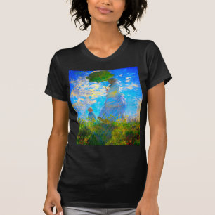 パラソルのあるモネの女性 Tシャツ