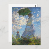 パラソルの葉書でプロムナードの女性をモネ ポストカード (正面/裏面)