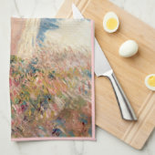 パラソルの遊歩道Monetを持つ女性 キッチンタオル (四つ折り)