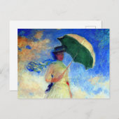 パラソルを右に向けたモネの女性 インビテーションポストカード (正面/裏面)