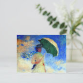 パラソルを右に向けたモネの女性 インビテーションポストカード (スタンド正面)