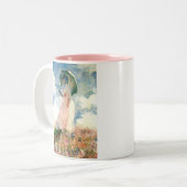 パラソルを向けたモネ離れ女 ツートーンマグカップ (正面左)