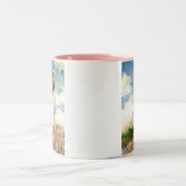 パラソルを向けたモネ離れ女 ツートーンマグカップ (中央)