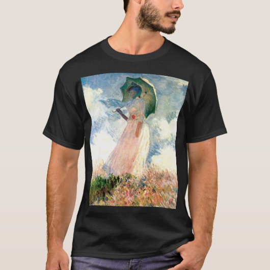 パラソルを向けたモネ離れ女 Tシャツ (正面)