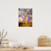 パラソルを向けた女離れ性 – キャンバス上のプリント ポスター (キッチン)