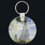パラソルを持った女性の歩き キーホルダー<br><div class="desc">モネの印象派絵画者の"歩く，パラソルを持つ女性， 1875"</div>