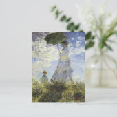 パラソルを持った女性の歩き ポストカード (スタンド正面)